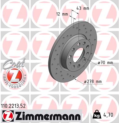 ZIMMERMANN 110.2213.52 Discofreno-Discofreno-Ricambi Euro