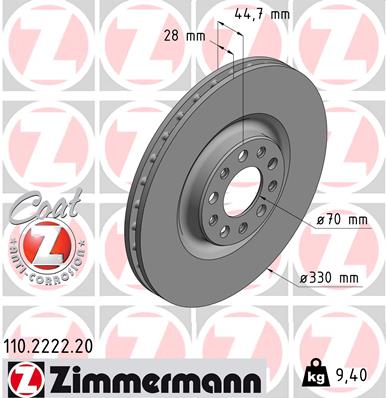 ZIMMERMANN 110.2222.20 Discofreno-Discofreno-Ricambi Euro