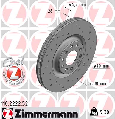 ZIMMERMANN 110.2222.52 Discofreno-Discofreno-Ricambi Euro