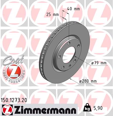 ZIMMERMANN 150.1273.20 Discofreno-Discofreno-Ricambi Euro