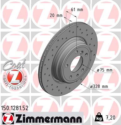 ZIMMERMANN 150.1281.52 Discofreno-Discofreno-Ricambi Euro