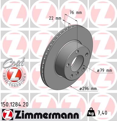 ZIMMERMANN 150.1284.20 Discofreno-Discofreno-Ricambi Euro