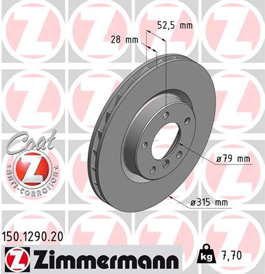 ZIMMERMANN 150.1290.20 Discofreno-Discofreno-Ricambi Euro