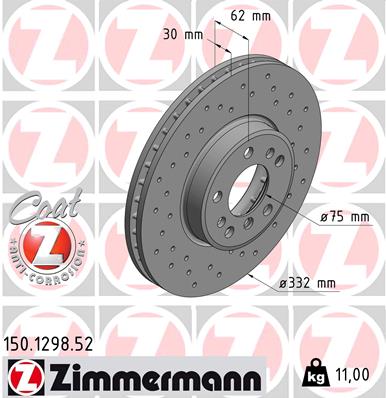 ZIMMERMANN 150.1298.52 Discofreno-Discofreno-Ricambi Euro