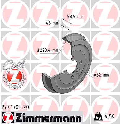 ZIMMERMANN 150.1703.20 Tamburo freno-Tamburo freno-Ricambi Euro