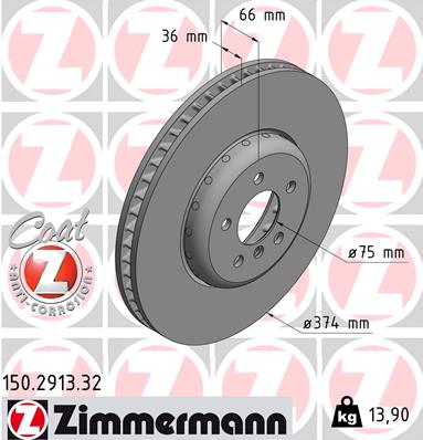 ZIMMERMANN 150.2913.32 Discofreno-Discofreno-Ricambi Euro