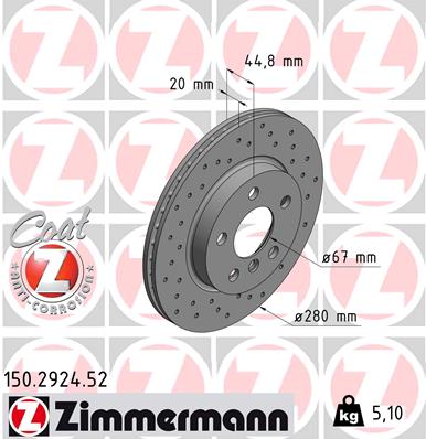 ZIMMERMANN 150.2924.52 Discofreno-Discofreno-Ricambi Euro