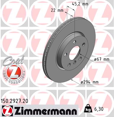 ZIMMERMANN 150.2927.20 Discofreno-Discofreno-Ricambi Euro