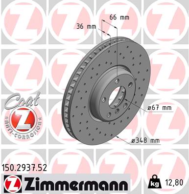 ZIMMERMANN 150.2937.52 Discofreno-Discofreno-Ricambi Euro