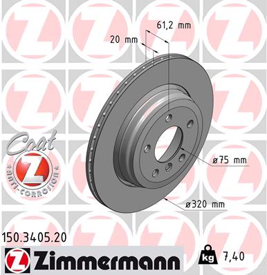 ZIMMERMANN 150.3405.20 Discofreno-Discofreno-Ricambi Euro