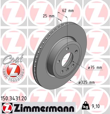 ZIMMERMANN 150.3431.20 Discofreno-Discofreno-Ricambi Euro