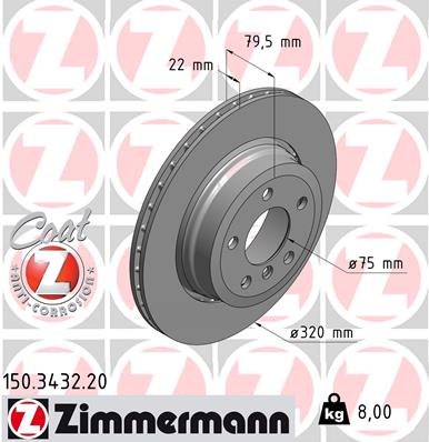 ZIMMERMANN 150.3432.20 Discofreno-Discofreno-Ricambi Euro