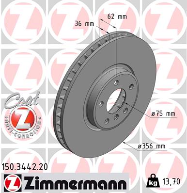 ZIMMERMANN 150.3442.20 Discofreno-Discofreno-Ricambi Euro