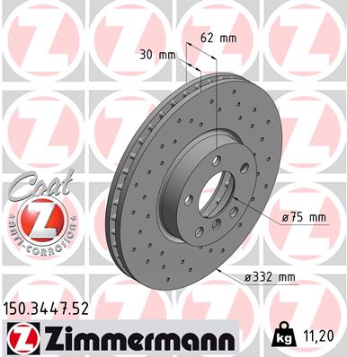 ZIMMERMANN 150.3447.52 Discofreno-Discofreno-Ricambi Euro