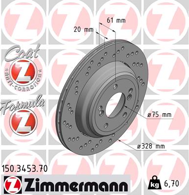 ZIMMERMANN 150.3453.70 Discofreno-Discofreno-Ricambi Euro