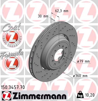 ZIMMERMANN 150.3457.70 Discofreno-Discofreno-Ricambi Euro