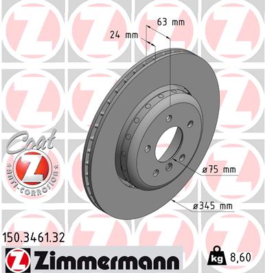 ZIMMERMANN 150.3461.32 Discofreno-Discofreno-Ricambi Euro