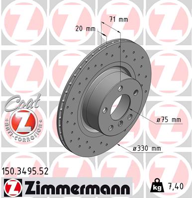 ZIMMERMANN 150.3495.52 Discofreno-Discofreno-Ricambi Euro