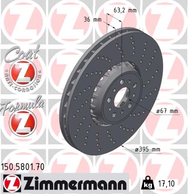 ZIMMERMANN 150.5801.70 FORMULA Z Brzdový kotúč