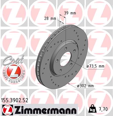 ZIMMERMANN 155.3902.52 Discofreno-Discofreno-Ricambi Euro