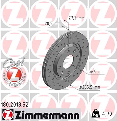 ZIMMERMANN 180.2018.52 Discofreno-Discofreno-Ricambi Euro