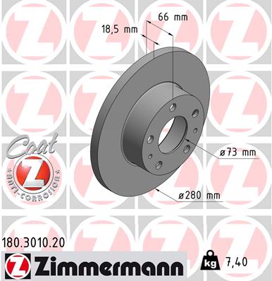 ZIMMERMANN 180.3010.20 Discofreno-Discofreno-Ricambi Euro