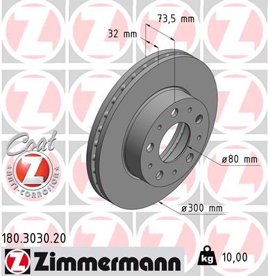 ZIMMERMANN 180.3030.20 Discofreno-Discofreno-Ricambi Euro