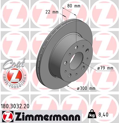 ZIMMERMANN 180.3032.20 Discofreno-Discofreno-Ricambi Euro