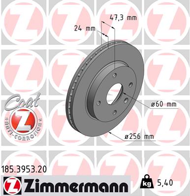 ZIMMERMANN 185.3953.20 Discofreno-Discofreno-Ricambi Euro