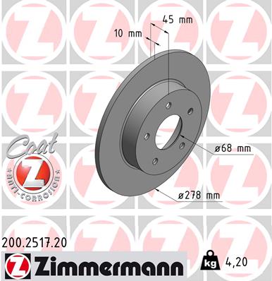 ZIMMERMANN 200.2517.20 Discofreno-Discofreno-Ricambi Euro