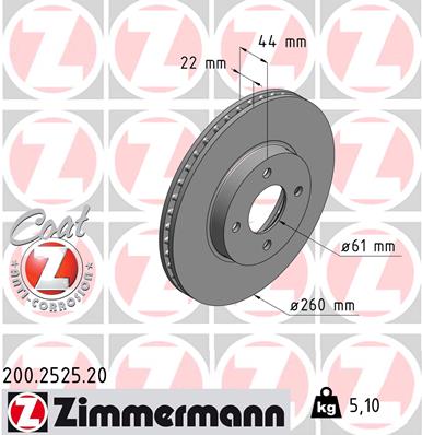 ZIMMERMANN 200.2525.20 Discofreno