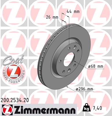 ZIMMERMANN 200.2534.20 Discofreno-Discofreno-Ricambi Euro