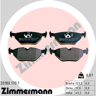 ZIMMERMANN 20180.170.1 Kit pastiglie freno, Freno a disco-Kit pastiglie freno, Freno a disco-Ricambi Euro