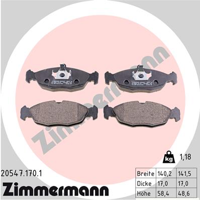 ZIMMERMANN 20547.170.1 Kit pastiglie freno, Freno a disco