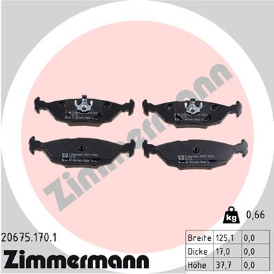 ZIMMERMANN 20675.170.1 Kit pastiglie freno, Freno a disco-Kit pastiglie freno, Freno a disco-Ricambi Euro