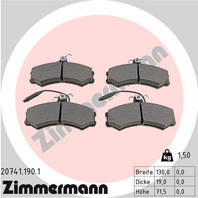 ZIMMERMANN 20741.190.1 Kit pastiglie freno, Freno a disco-Kit pastiglie freno, Freno a disco-Ricambi Euro
