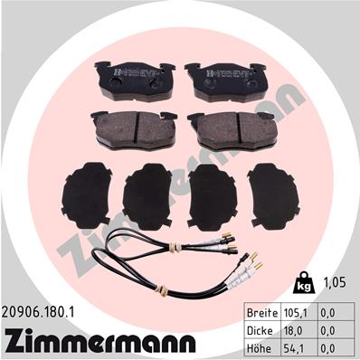 ZIMMERMANN 20906.180.1 Kit pastiglie freno, Freno a disco-Kit pastiglie freno, Freno a disco-Ricambi Euro