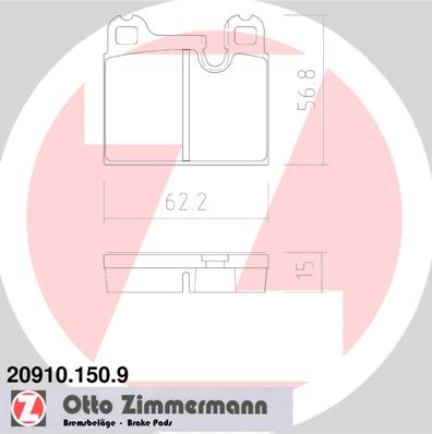 ZIMMERMANN 20910.150.9 Kit pastiglie freno, Freno a disco