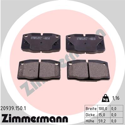 ZIMMERMANN 20939.150.1 Kit pastiglie freno, Freno a disco-Kit pastiglie freno, Freno a disco-Ricambi Euro