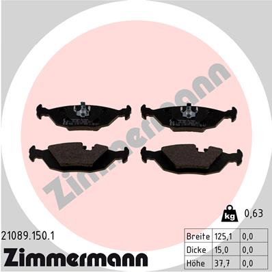 ZIMMERMANN 21089.150.1 Kit pastiglie freno, Freno a disco