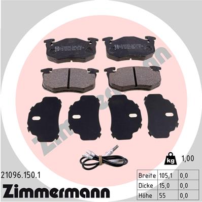 ZIMMERMANN 21096.150.1 Kit pastiglie freno, Freno a disco-Kit pastiglie freno, Freno a disco-Ricambi Euro