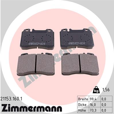 ZIMMERMANN 21153.160.1 Kit pastiglie freno, Freno a disco