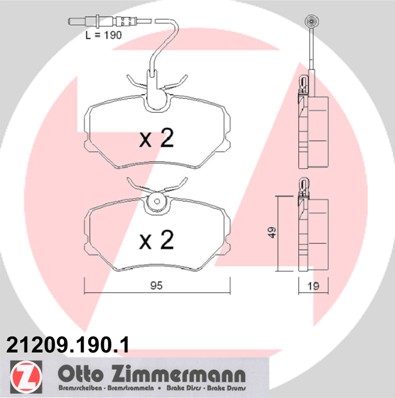 ZIMMERMANN 21209.190.1 Kit pastiglie freno, Freno a disco