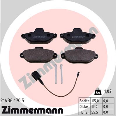 ZIMMERMANN 21436.170.5 Kit pastiglie freno, Freno a disco-Kit pastiglie freno, Freno a disco-Ricambi Euro