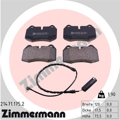 ZIMMERMANN 21471.175.2 Kit pastiglie freno, Freno a disco