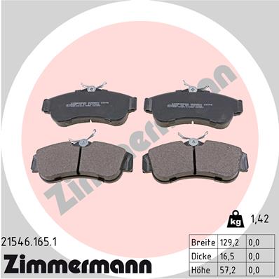 ZIMMERMANN 21546.165.1 Kit pastiglie freno, Freno a disco