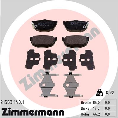 ZIMMERMANN 21553.140.1 Kit pastiglie freno, Freno a disco