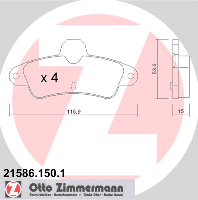 ZIMMERMANN 21586.150.1 Kit pastiglie freno, Freno a disco-Kit pastiglie freno, Freno a disco-Ricambi Euro