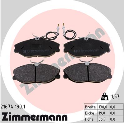 ZIMMERMANN 21674.190.1 Kit pastiglie freno, Freno a disco-Kit pastiglie freno, Freno a disco-Ricambi Euro