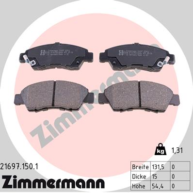 ZIMMERMANN 21697.150.1 Kit pastiglie freno, Freno a disco